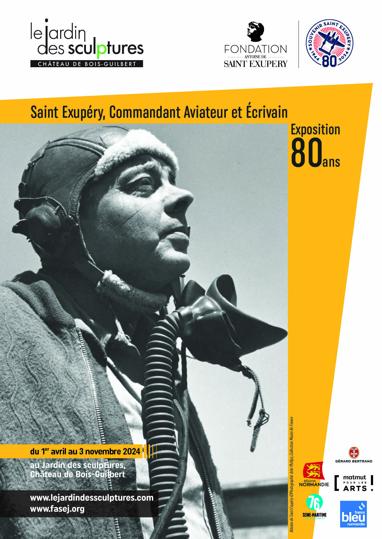 EXPOSITION 80 ANS, SAINT EXUPERY, COMMANDANT, AVIATEUR ET ECRIVAIN 